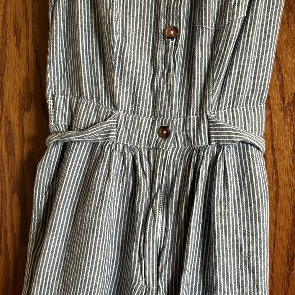Japna cotton striped tie button zip up front jumper with pockets size small - Picture 4 of 11